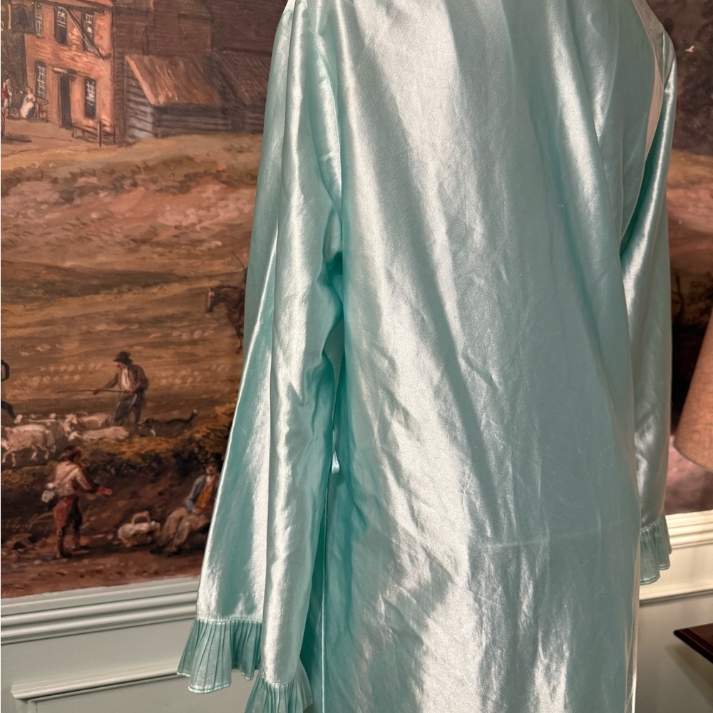 Vintage Light Aqua Ruffle-Trim Women's Robe FLAWED - Sleepwear - Picture 11 of 11